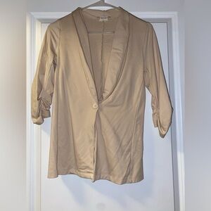 Tan Blazer with Rolled Sleeves
